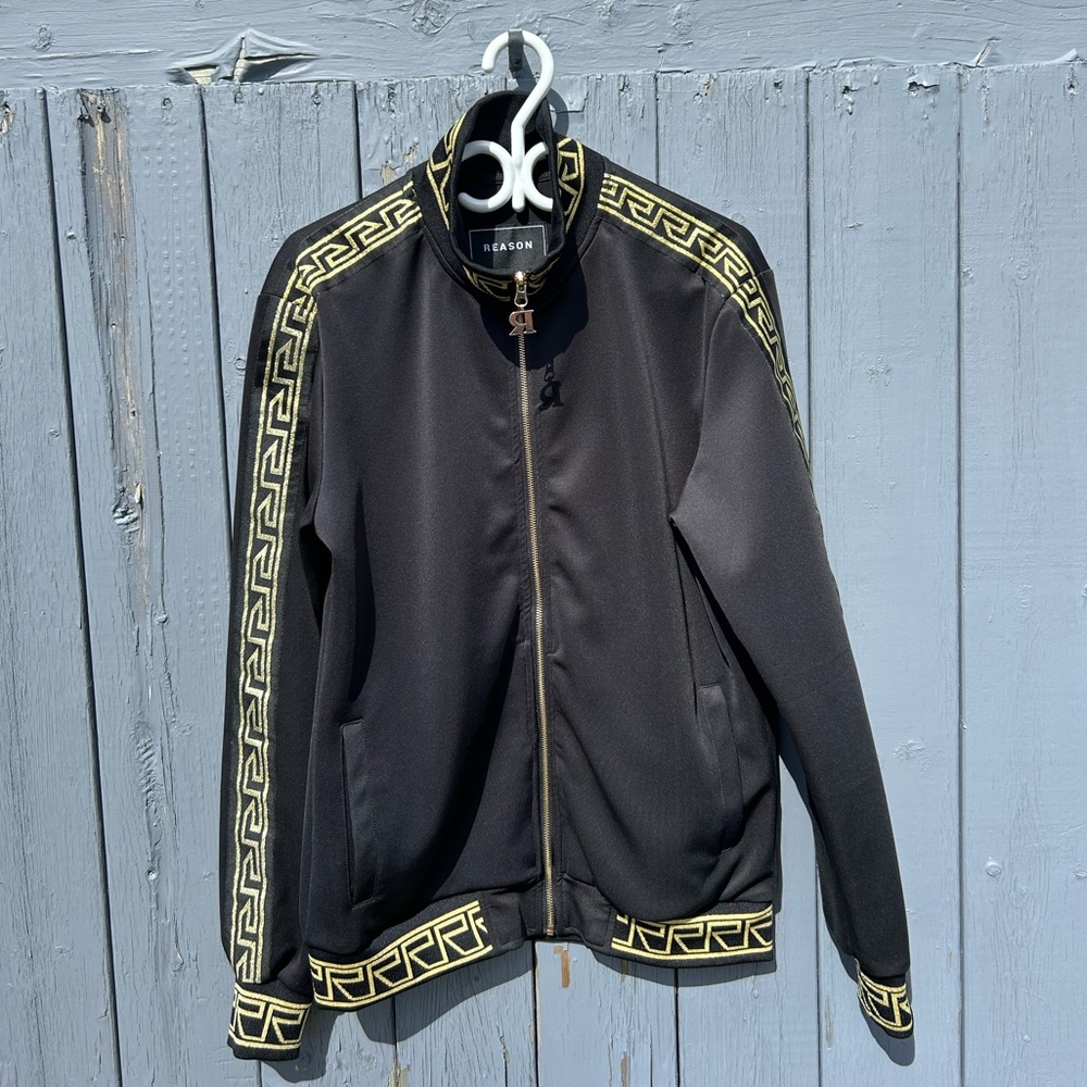 Men’s Reason USL Tracksuit jacket Zipper Black Gold.